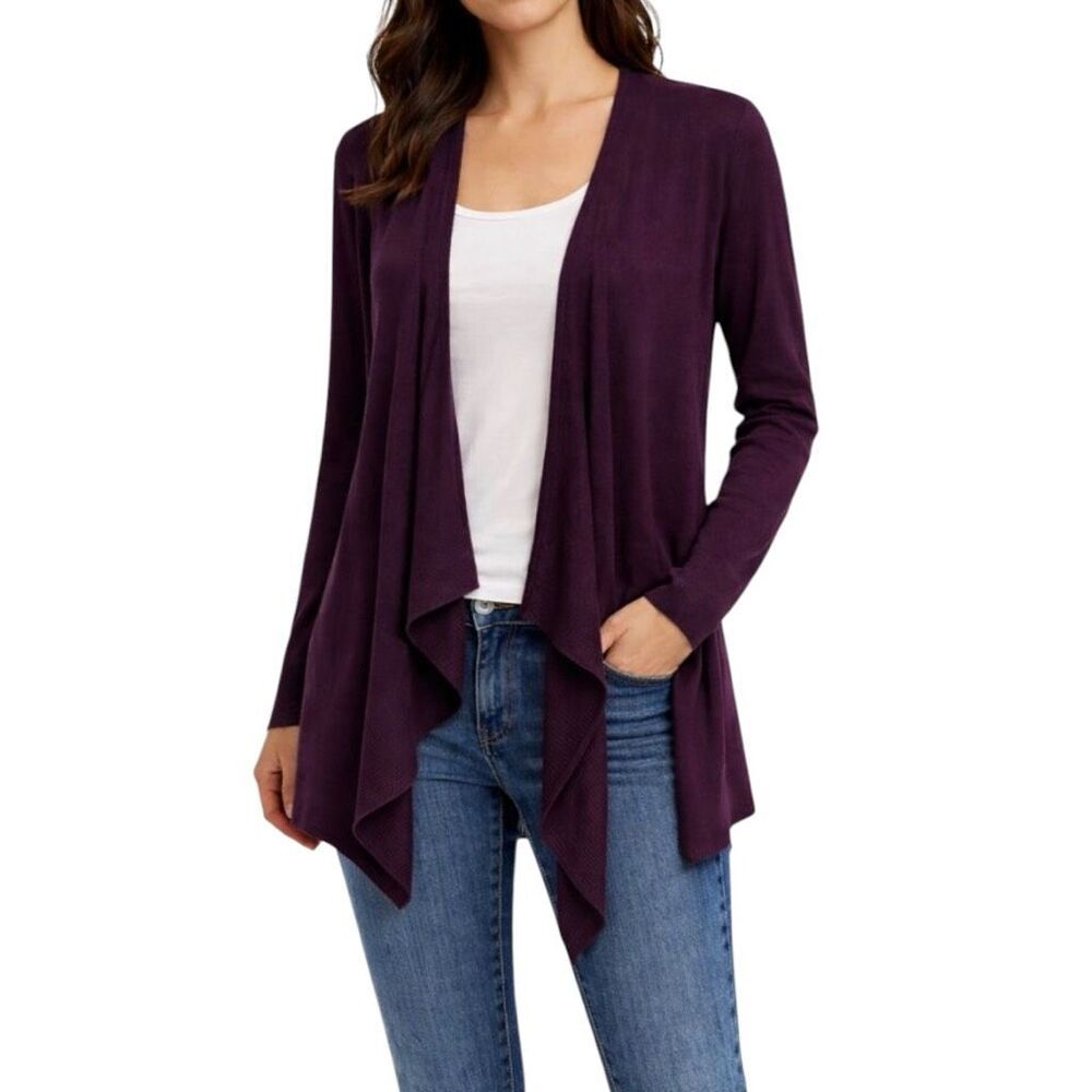CABI Plum Drape Front Cardigan - Criss cross detail in back Size Small